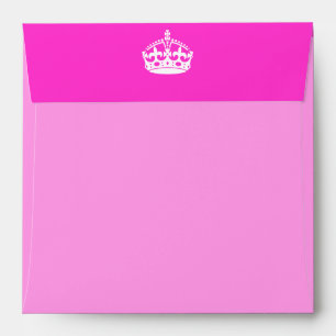 KEEP CALM CROWN Royal Icon on Pink Customize it Envelopes