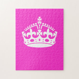 KEEP CALM CROWN Royal Icon on Pink Customize it Jigsaw Puzzle