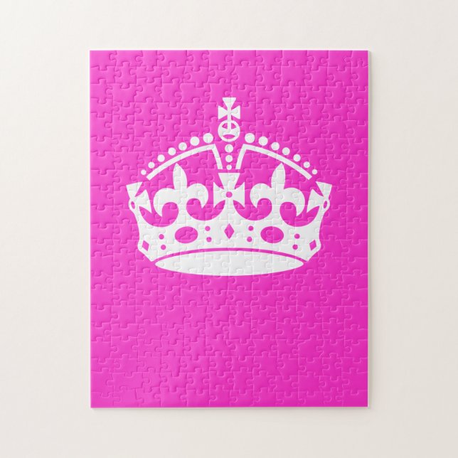 KEEP CALM CROWN Royal Icon on Pink Customize it Jigsaw Puzzle (Vertical)