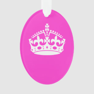 KEEP CALM CROWN Royal Icon on Pink Customize it Ornament