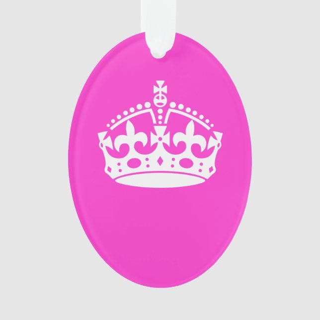 KEEP CALM CROWN Royal Icon on Pink Customize it Ornament (Front)