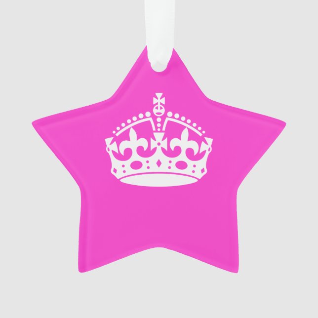 KEEP CALM CROWN Royal Icon on Pink Customize it Ornament (Front)