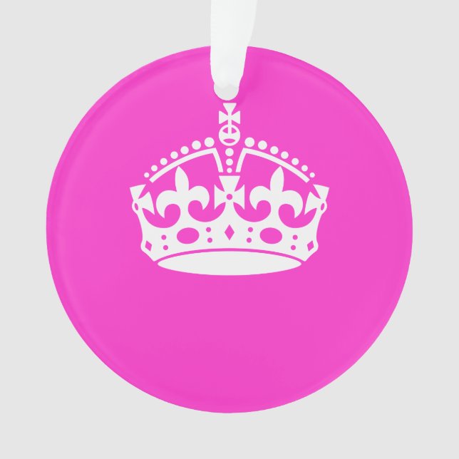 KEEP CALM CROWN Royal Icon on Pink Customize it Ornament (Front)