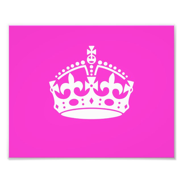 KEEP CALM CROWN Royal Icon on Pink Customize it Photo Print (Front)