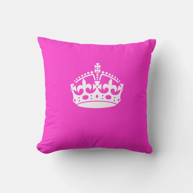 KEEP CALM CROWN Royal Icon on Pink Customize it Throw Pillow (Front)