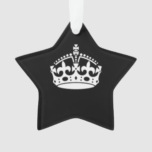 KEEP CALM CROWN Symbol on Black Ornament
