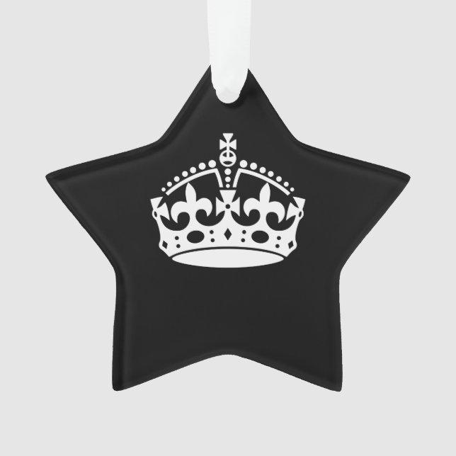 KEEP CALM CROWN Symbol on Black Ornament (Front)