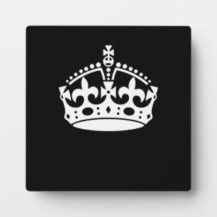 KEEP CALM CROWN Symbol on Black Plaque