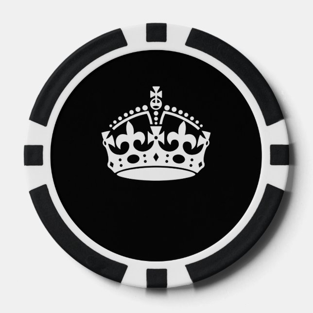 KEEP CALM CROWN Symbol on Black Poker Chips (Front)
