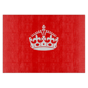 KEEP CALM CROWN Symbol on Fire Red Customize it Cutting Board