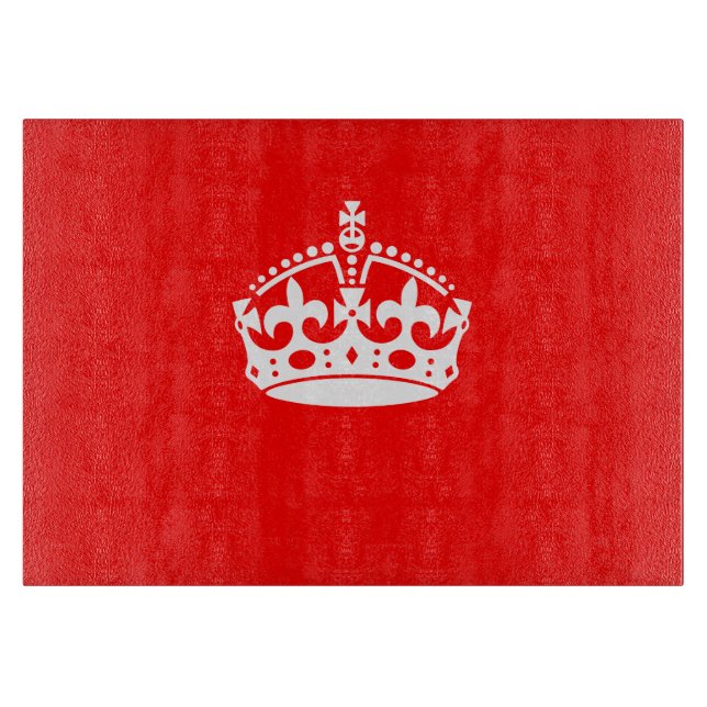 KEEP CALM CROWN Symbol on Fire Red Customize it Cutting Board (Front)