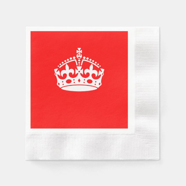 KEEP CALM CROWN Symbol on Fire Red Customize it Napkin (Front)