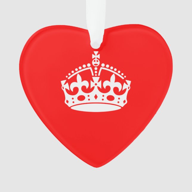 KEEP CALM CROWN Symbol on Fire Red Customize it Ornament (Front)