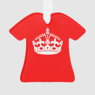 KEEP CALM CROWN Symbol on Fire Red Customize it Ornament