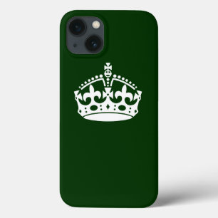 Keep Calm Crown Symbol on Forest Green iPhone 13 Case