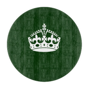 KEEP CALM CROWN Symbol on Green Decor Cutting Board