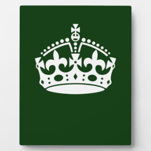 KEEP CALM CROWN Symbol on Green Decor Plaque