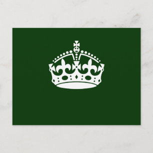 KEEP CALM CROWN Symbol on Green Decor Postcard