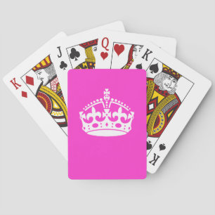 KEEP CALM CROWN Symbol on Hot Pink Customize This Playing Cards