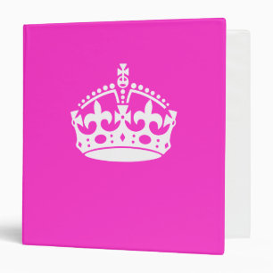 KEEP CALM CROWN Symbol on Hot Pink Decor Binder