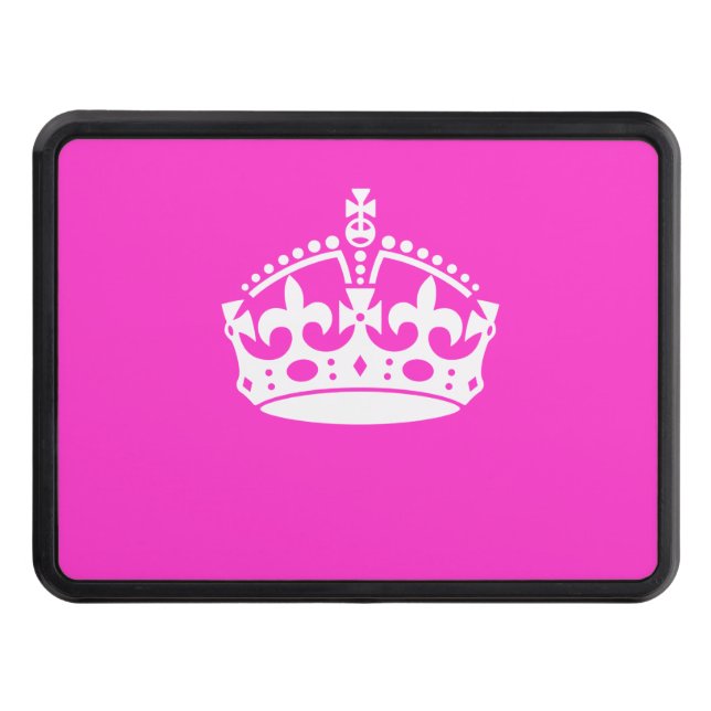 KEEP CALM CROWN Symbol on Hot Pink Decor Trailer Hitch Cover (Front)