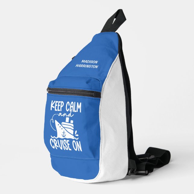 Keep Calm & Cruise On Custom Name & Colour Sling Bag (Right Corner)