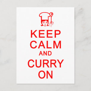 Keep Calm & Curry On postcard, customize Postcard