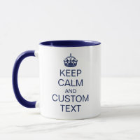 "Keep Calm" & [Custom Text] Crown in navy colour
