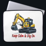 Keep Calm Dig On Cute Excavator Laptop Sleeve Bag<br><div class="desc">Smiling yellow excavator mascot on a stylish laptop sleeve. Keep Calm and Dig On quote perfect for construction lovers,  engineers & digger fans. Fits most laptop sizes,  durable & fun!</div>