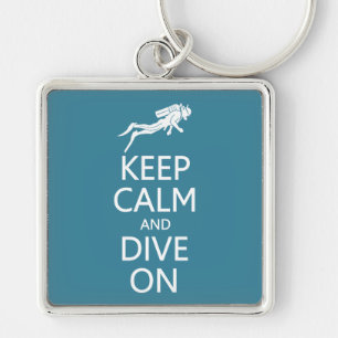 Keep Calm & Dive On custom colour key chain