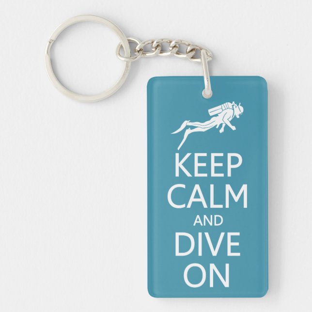 Keep Calm & Dive On custom colour key chain (Front)
