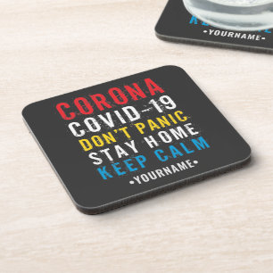 Keep Calm Don't Panic Stay Home Pandemic Coaster