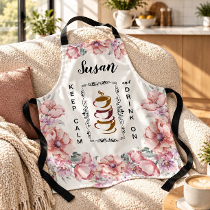 Keep Calm Drink On Personalized Coffee Barista Apron