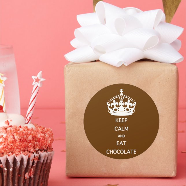 KEEP CALM  EAT  CHOCOLATE CLASSIC ROUND STICKER (Party)