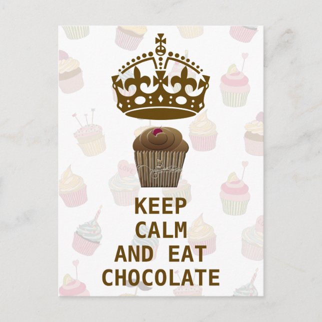 KEEP CALM  EAT  CHOCOLATE POSTCARD (Front)
