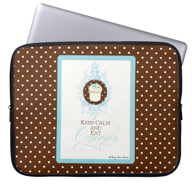 Keep Calm & Eat Cupcakes - Fashion Trendy Chic Laptop Sleeve (Front)