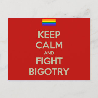 keep calm fight bigotry postcard