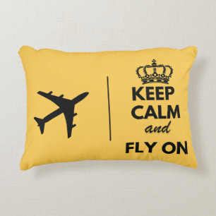 Keep Calm & Fly On, Funny, Simple Welcome  Accent Pillow