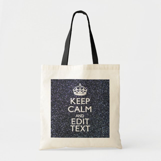 Keep Calm for Your Text on Midnight Style Tote Bag (Front)