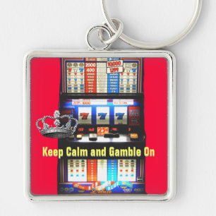 Keep Calm Gamble on Slot Machine Keychain