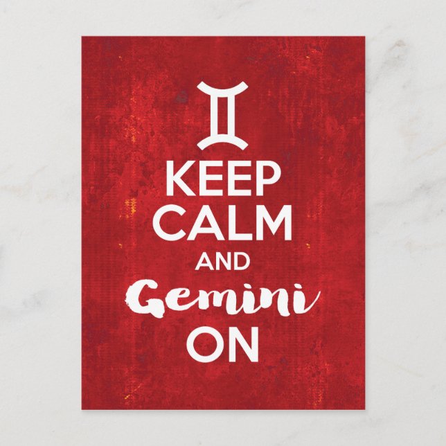 Keep Calm Gemini On Birthday Astrology Postcard (Front)