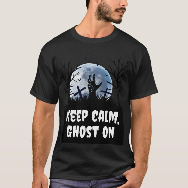 Keep Calm  Ghost On Halloween T-Shirt (Front)