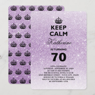 Keep Calm Glitter Milestone Birthday Party Invite