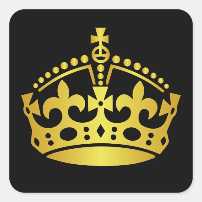 Keep Calm Gold Crown - Change background Square Sticker (Front)