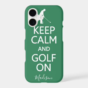 Keep Calm & Golf On custom name & colour cases