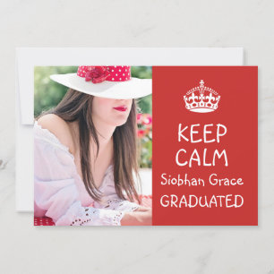 Keep Calm Graduation Red Personalized Announcement