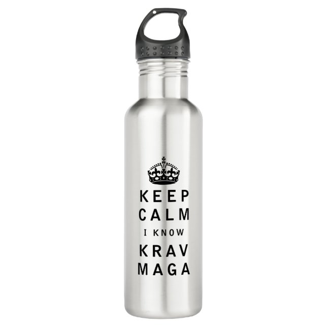 Keep Calm I Know Krav Maga - Israel IDF Defense 710 Ml Water Bottle (Front)