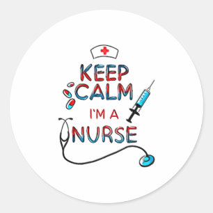 keep calm iam nurse classic round sticker