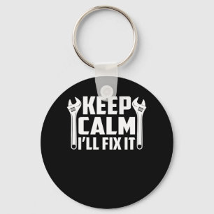Keep Calm Ill Fix It Clever Mechanic Pride Keychain