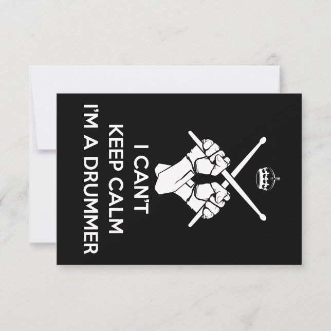 Keep calm I'm a drummer, can't keep calm Thank You Card (Front)